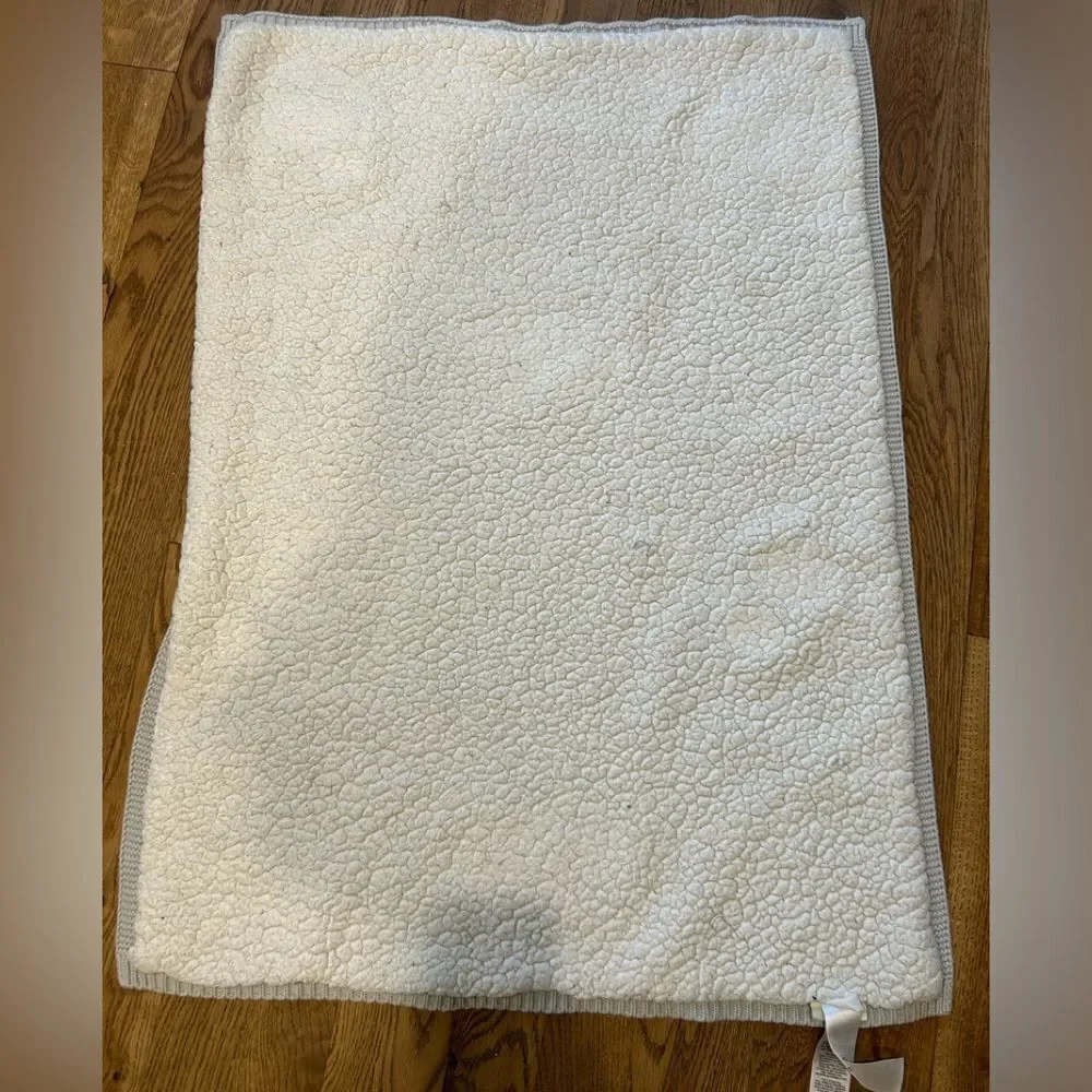 Pottery Barn Heirloom animal hippo elephant Patchwork Baby Blanket Sherpa Back